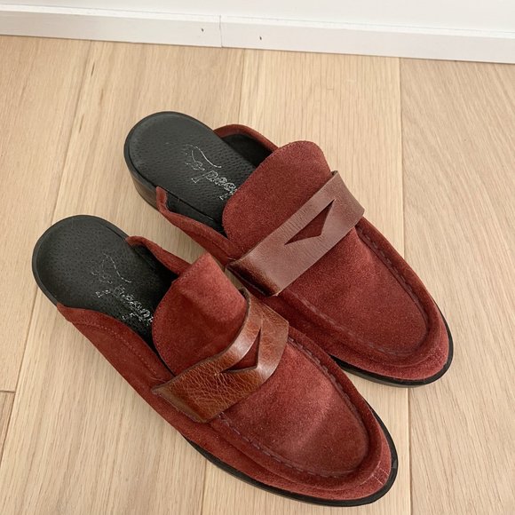 Free People Payton Penny Loafer Suede Maroon Size 8 - Picture 5 of 13